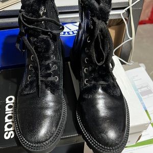 Zara genuine leather with faux fur lined boots